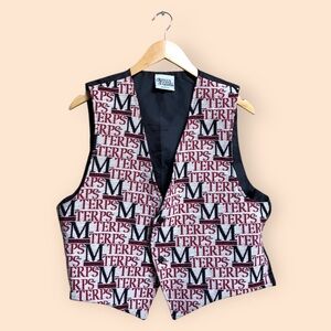 Vintage 90s Riddle & Cockrell Quilted Knit Vest University of Maryland Terps L